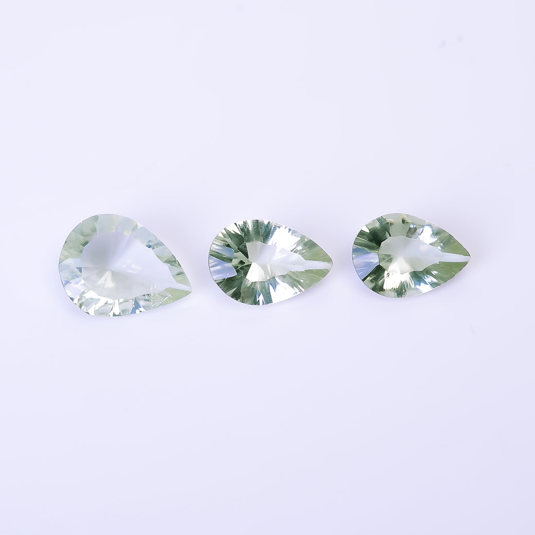 Natural Green Amethyst Pear Shape Cut Stone Loose Gemstone 3 Pcs Lot For Making Jewelry 13 Ct. 14X9 15X11 mm Y-10433