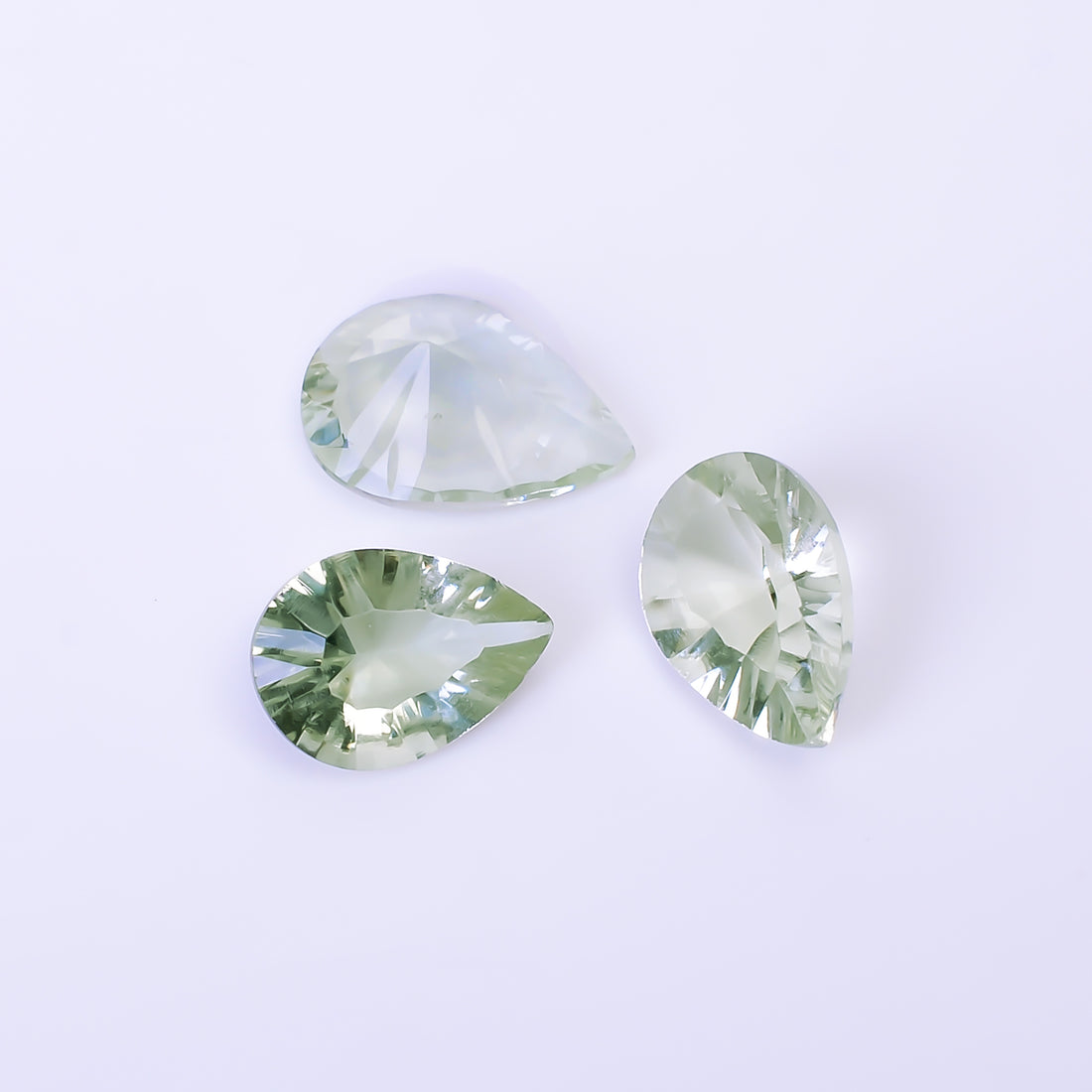 Natural Green Amethyst Pear Shape Cut Stone Loose Gemstone 3 Pcs Lot For Making Jewelry 13 Ct. 14X9 15X11 mm Y-10433