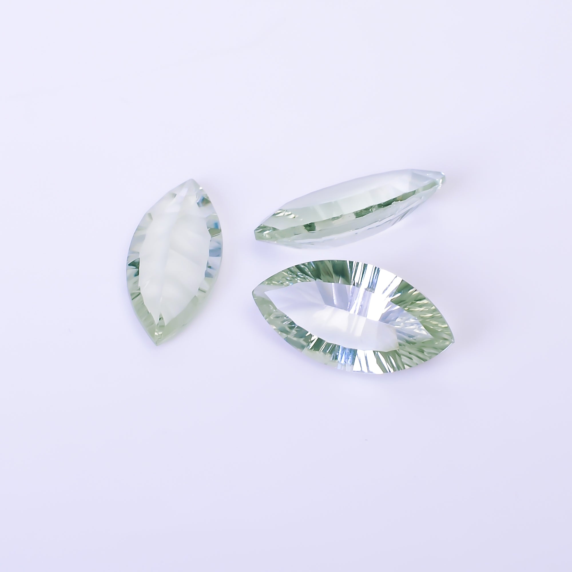 Natural Green Amethyst Marquise Shape Cut Stone Loose Gemstone 3 Pcs Lot For Making Jewelry 16 Ct. 19X10X5 mm Y-10434