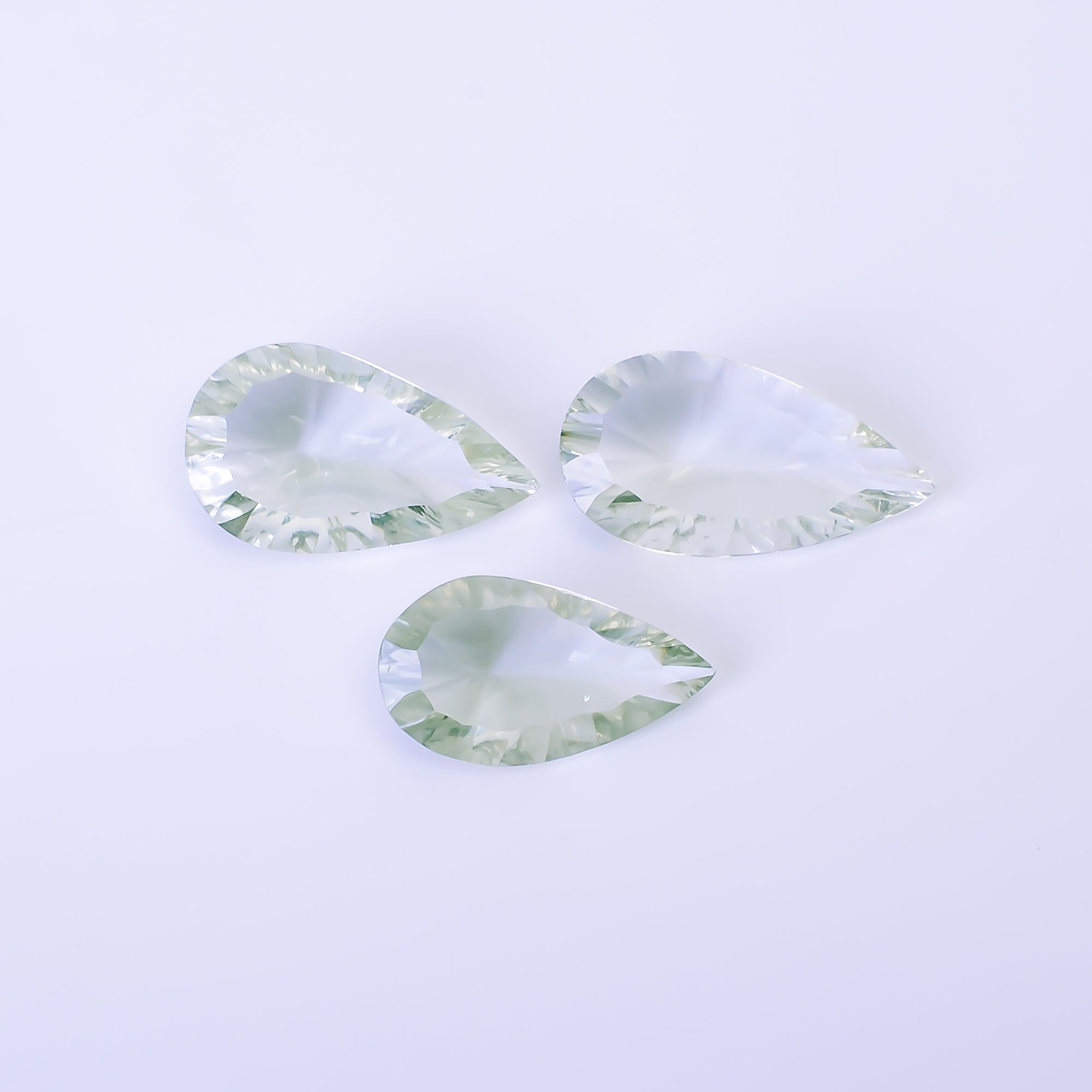 Natural Green Amethyst Pear Shape Cut Stone Loose Gemstone 3 Pcs Lot For Making Jewelry 24 Ct. 20X11 23X12 mm Y-10435