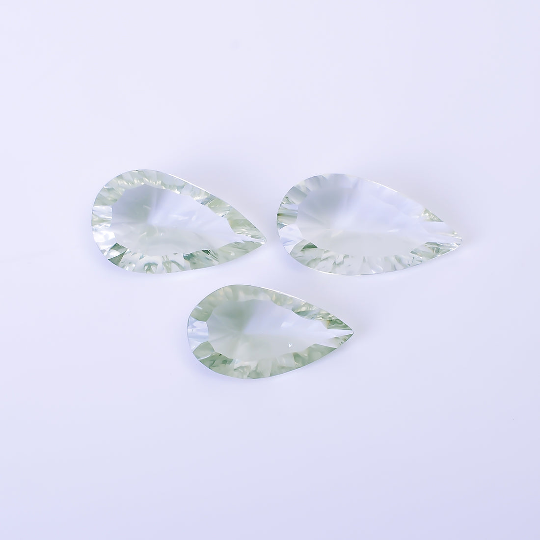 Natural Green Amethyst Pear Shape Cut Stone Loose Gemstone 3 Pcs Lot For Making Jewelry 24 Ct. 20X11 23X12 mm Y-10435