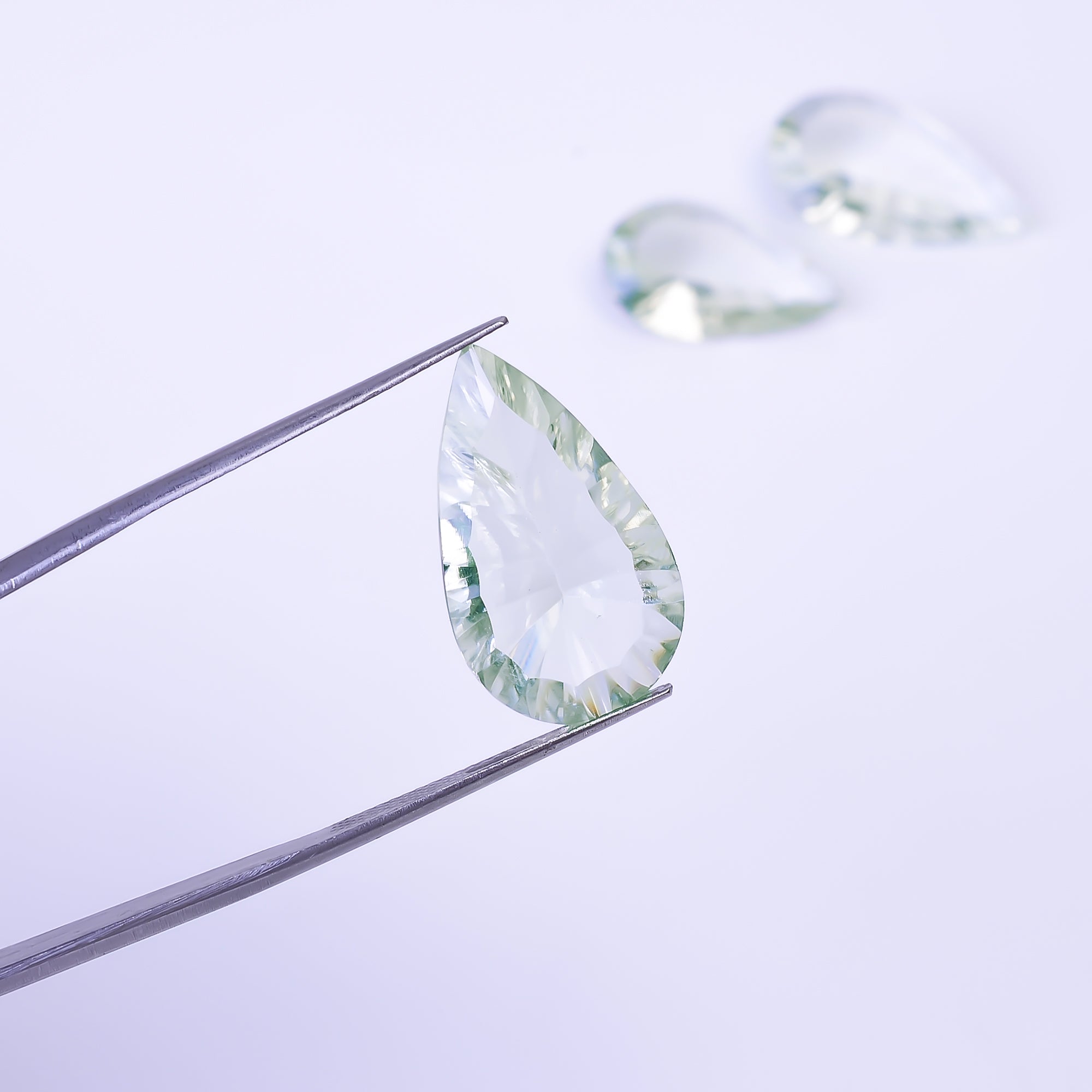 Natural Green Amethyst Pear Shape Cut Stone Loose Gemstone 3 Pcs Lot For Making Jewelry 24 Ct. 20X11 23X12 mm Y-10435