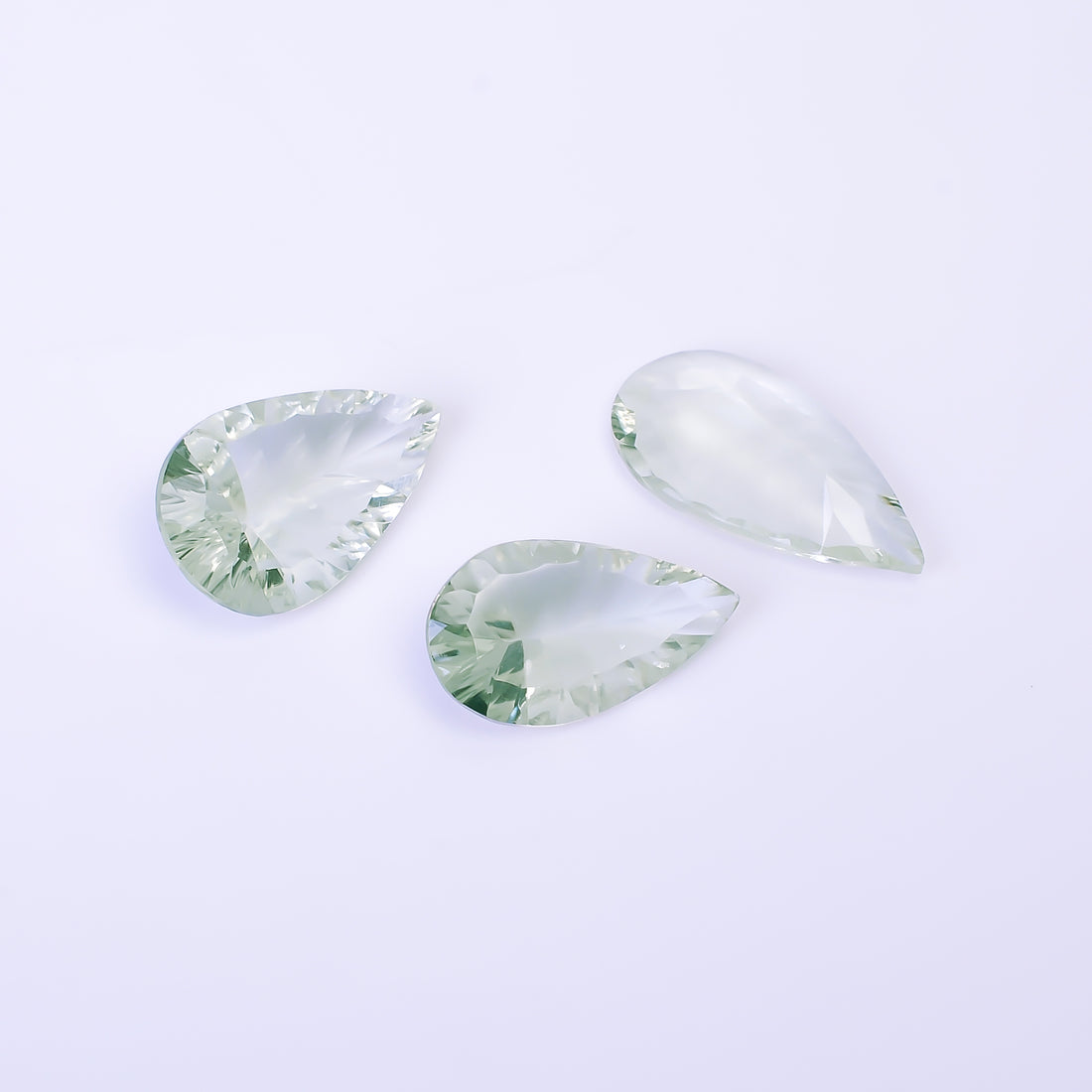 Natural Green Amethyst Pear Shape Cut Stone Loose Gemstone 3 Pcs Lot For Making Jewelry 24 Ct. 20X11 23X12 mm Y-10435