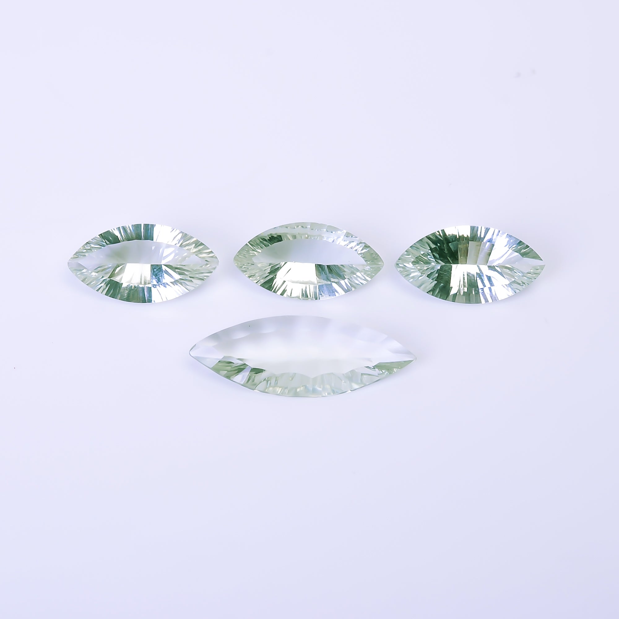 Natural Green Amethyst Marquise Shape Cut Stone Loose Gemstone 4 Pcs Lot For Making Jewelry 24.5 Ct. 19X10 27X10 mm Y-10436
