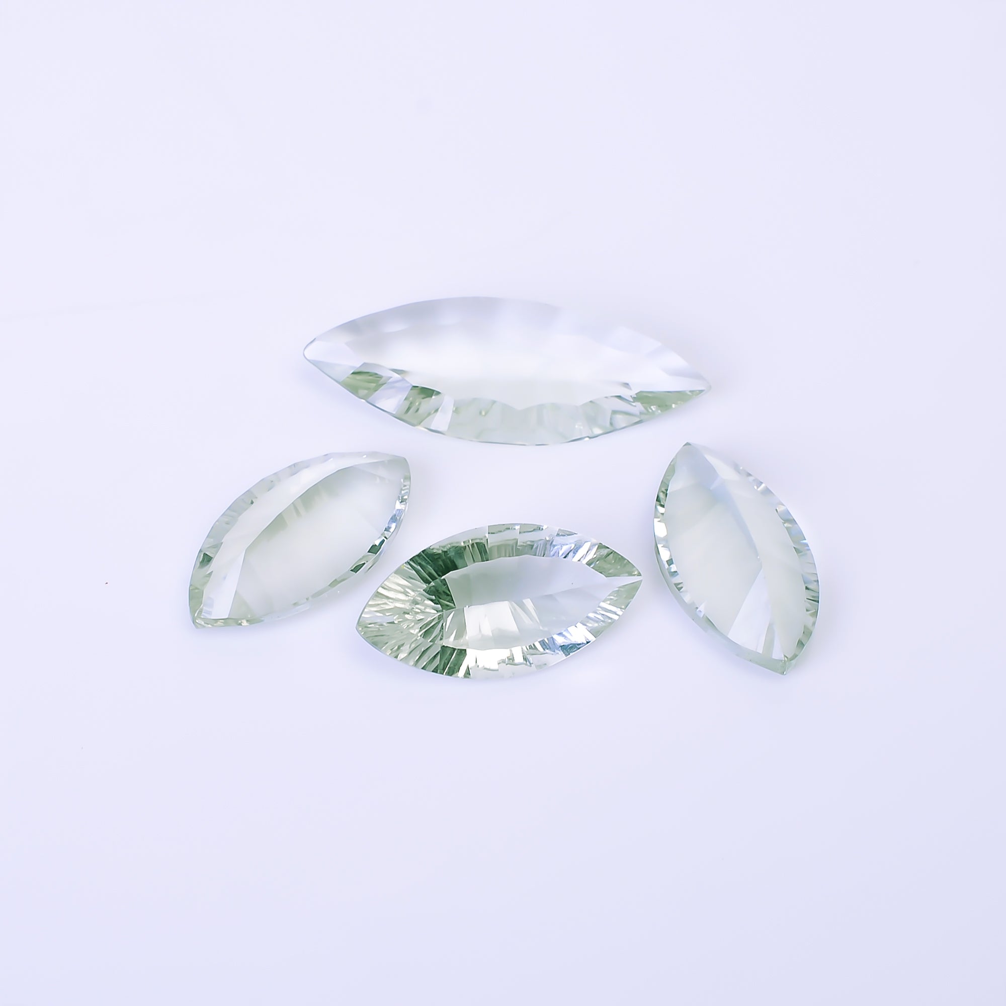 Natural Green Amethyst Marquise Shape Cut Stone Loose Gemstone 4 Pcs Lot For Making Jewelry 24.5 Ct. 19X10 27X10 mm Y-10436