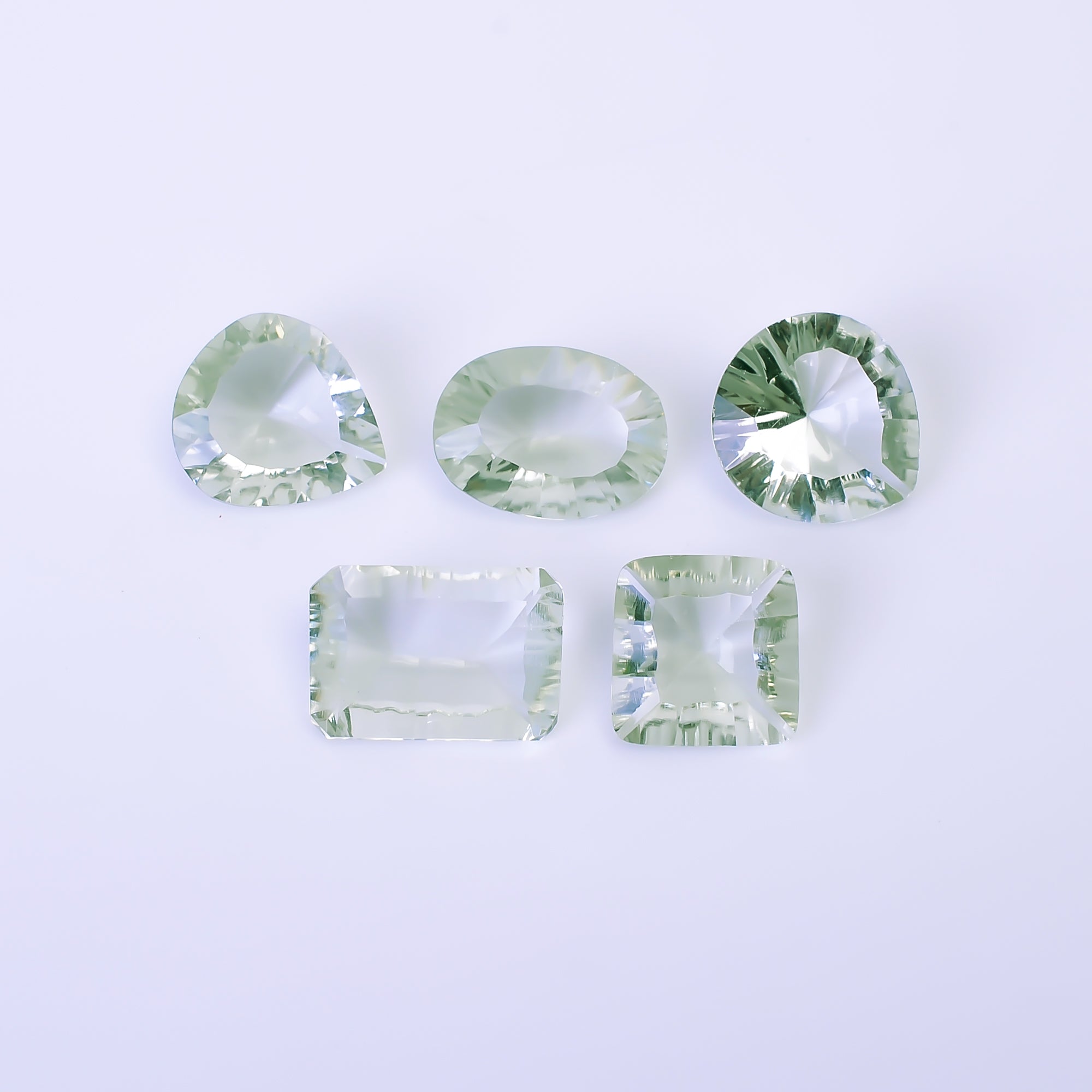 Natural Green Amethyst Mix Shape Cut Stone Loose Gemstone 5 Pcs Lot For Making Jewelry 23 Ct. 11X10 15X9 mm Y-10437