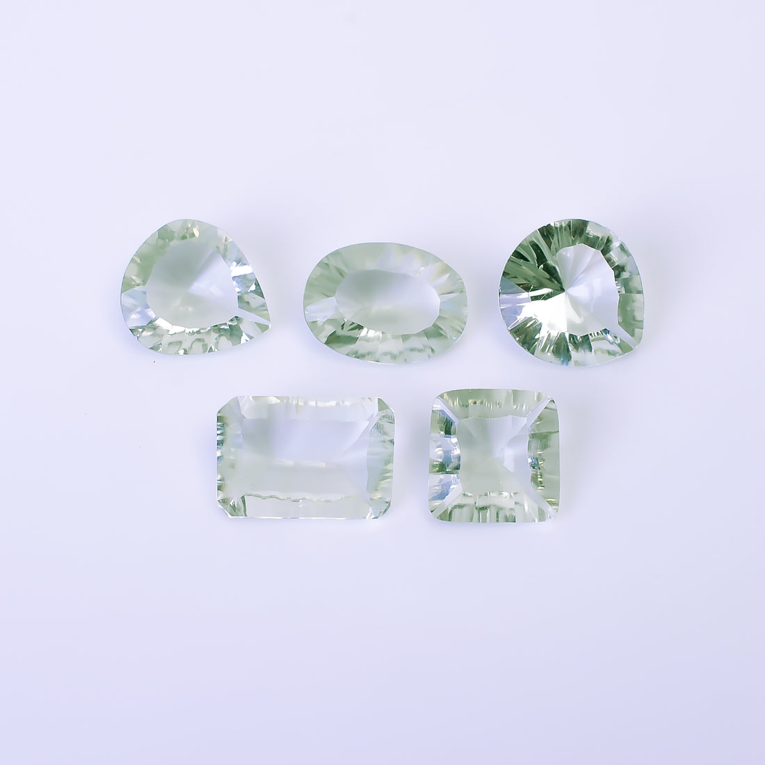 Natural Green Amethyst Mix Shape Cut Stone Loose Gemstone 5 Pcs Lot For Making Jewelry 23 Ct. 11X10 15X9 mm Y-10437