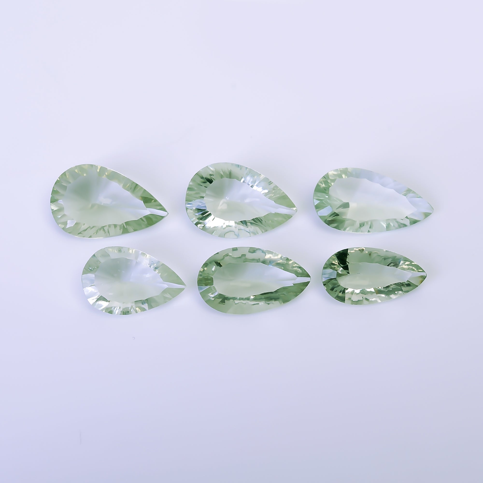 Natural Green Amethyst Pear Shape Cut Stone Loose Gemstone 6 Pcs Lot For Making Jewelry 44.5 Ct. 18X11 21X11 mm Y-10440