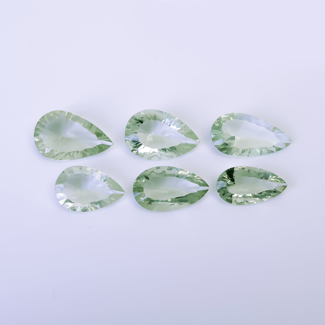 Natural Green Amethyst Pear Shape Cut Stone Loose Gemstone 6 Pcs Lot For Making Jewelry 44.5 Ct. 18X11 21X11 mm Y-10440