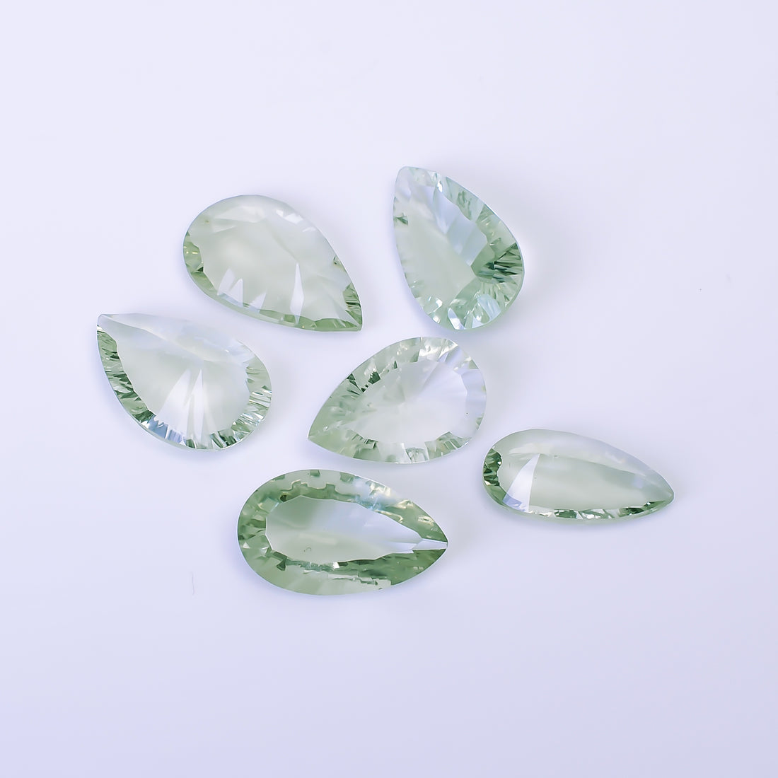 Natural Green Amethyst Pear Shape Cut Stone Loose Gemstone 6 Pcs Lot For Making Jewelry 44.5 Ct. 18X11 21X11 mm Y-10440
