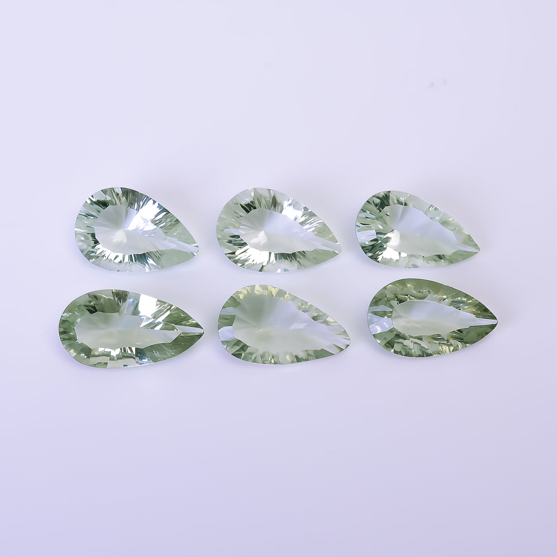Natural Green Amethyst Pear Shape Cut Stone Loose Gemstone 6 Pcs Lot For Making Jewelry 52.5 Ct. 20X12 21X12 mm Y-10442