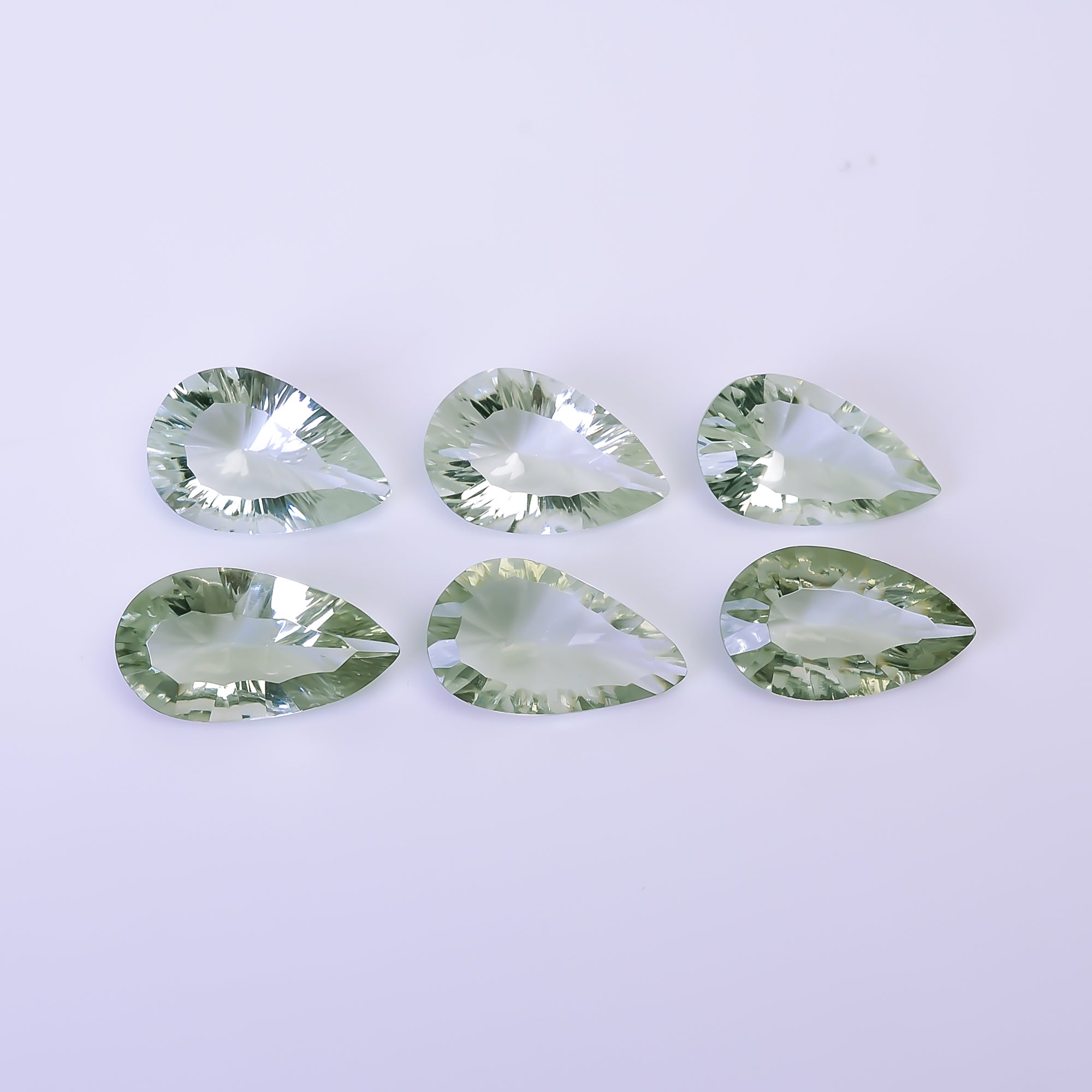 Natural Green Amethyst Pear Shape Cut Stone Loose Gemstone 6 Pcs Lot For Making Jewelry 52.5 Ct. 20X12 21X12 mm Y-10442