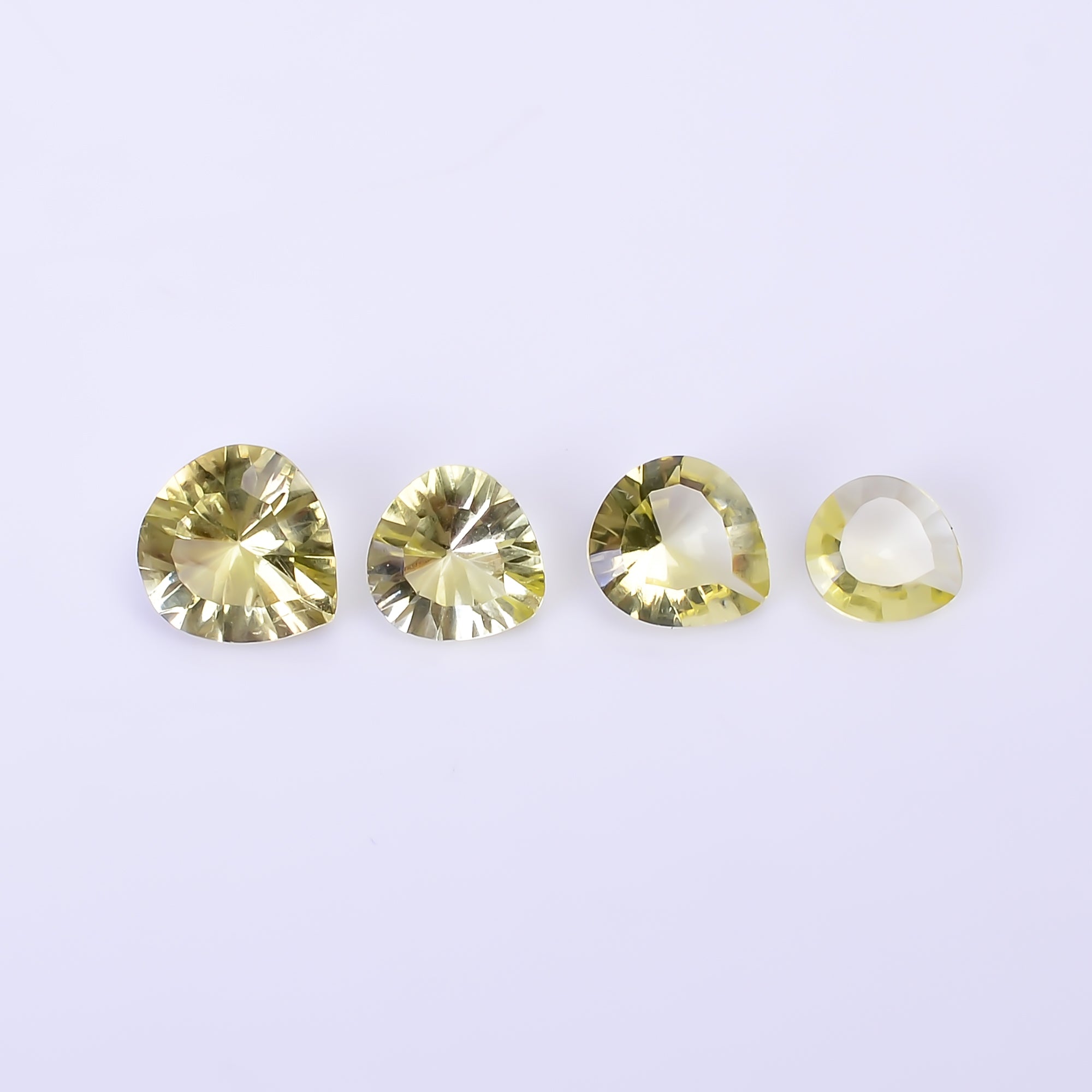 Natural Lemon Quartz Heart Shape Cut Stone Loose Gemstone 4 Pcs Lot For Making Jewelry 4.5 Ct. 6X6 8X8 mm Y-10443