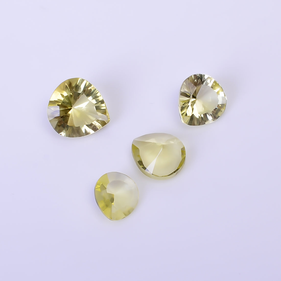 Natural Lemon Quartz Heart Shape Cut Stone Loose Gemstone 4 Pcs Lot For Making Jewelry 4.5 Ct. 6X6 8X8 mm Y-10443
