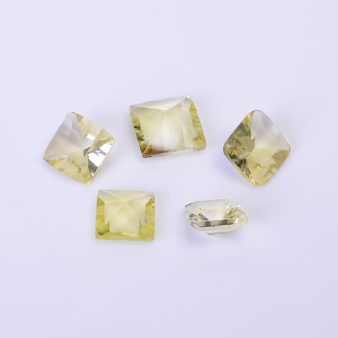 Natural Lemon Quartz Square Shape Cut Stone Loose Gemstone 5 Pcs Lot For Making Jewelry 11 Ct. 7X7 9X9 mm Y-10445