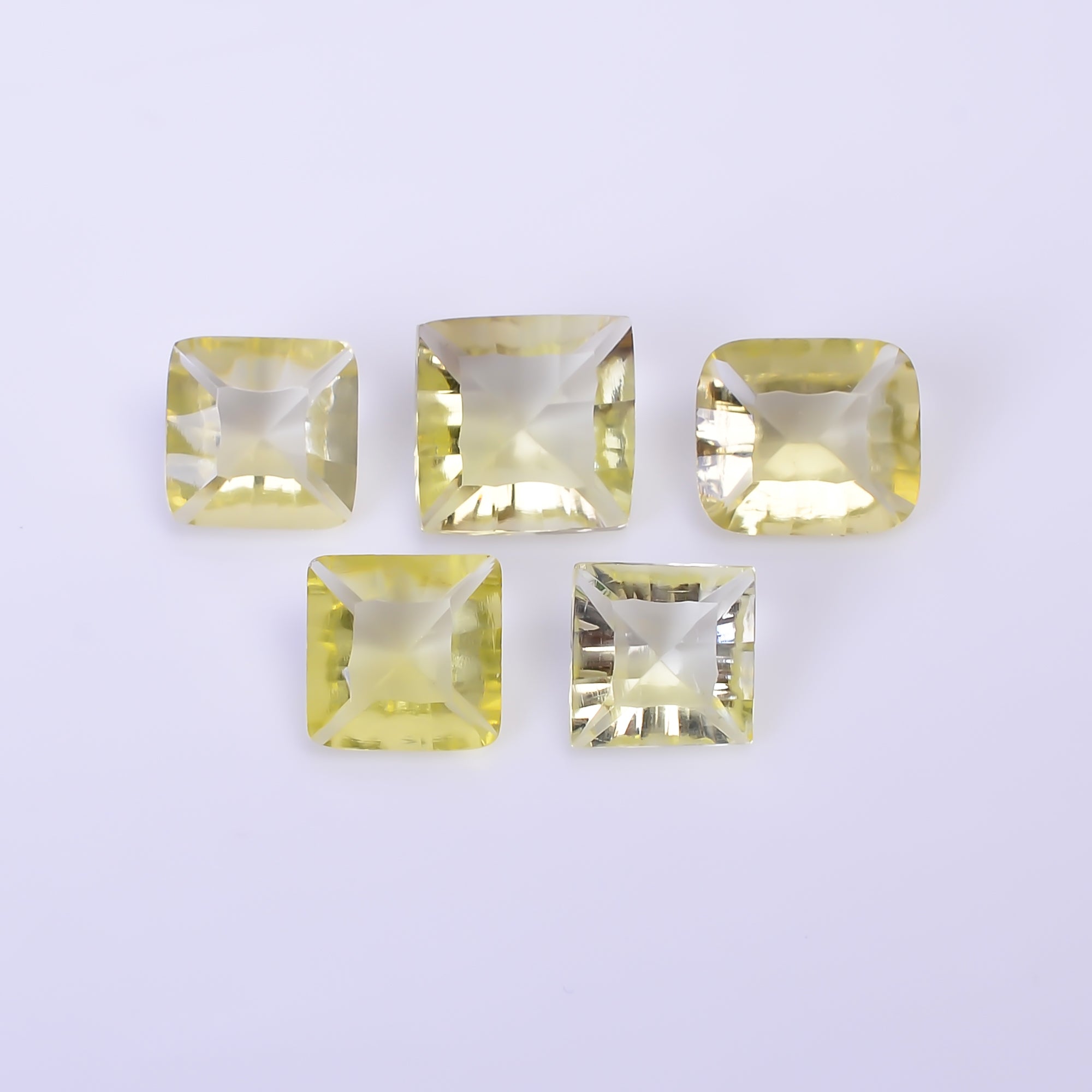 Natural Lemon Quartz Square Shape Cut Stone Loose Gemstone 5 Pcs Lot For Making Jewelry 11 Ct. 7X7 9X9 mm Y-10445