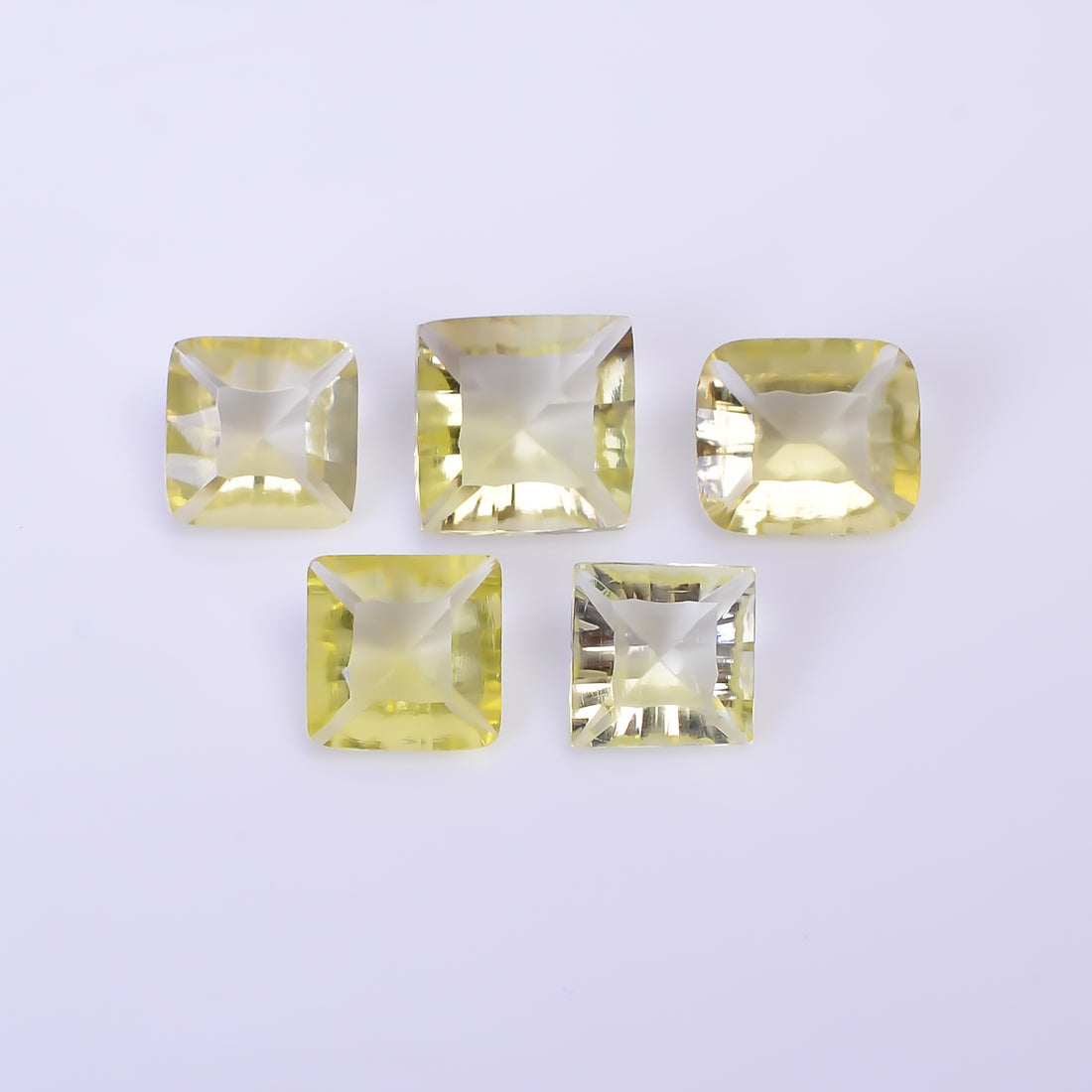 Natural Lemon Quartz Square Shape Cut Stone Loose Gemstone 5 Pcs Lot For Making Jewelry 11 Ct. 7X7 9X9 mm Y-10445