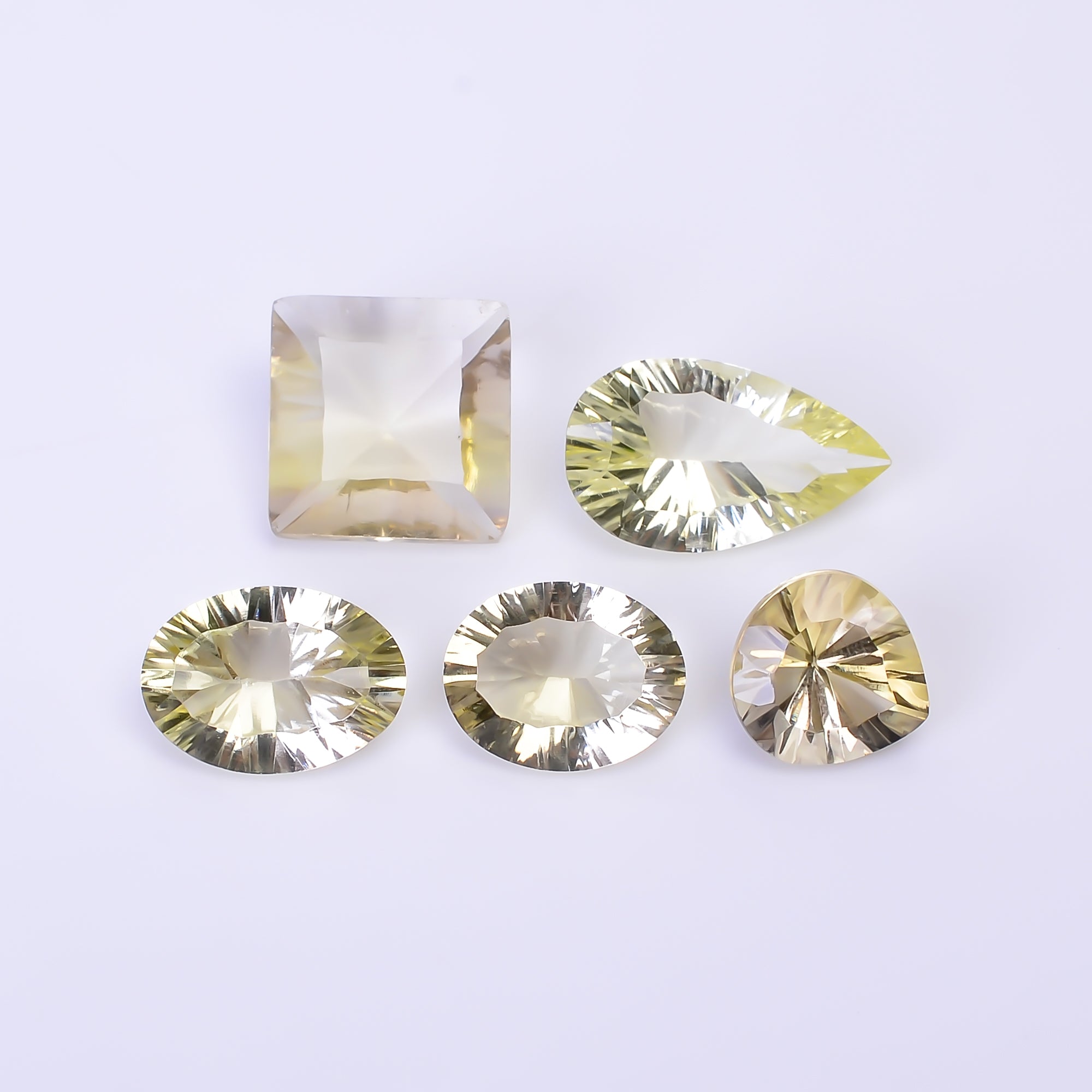 Natural Lemon Quartz Mix Shape Cut Stone Loose Gemstone 5 Pcs Lot For Making Jewelry 34.5 Ct. 11X11 19X11 mm Y-10446