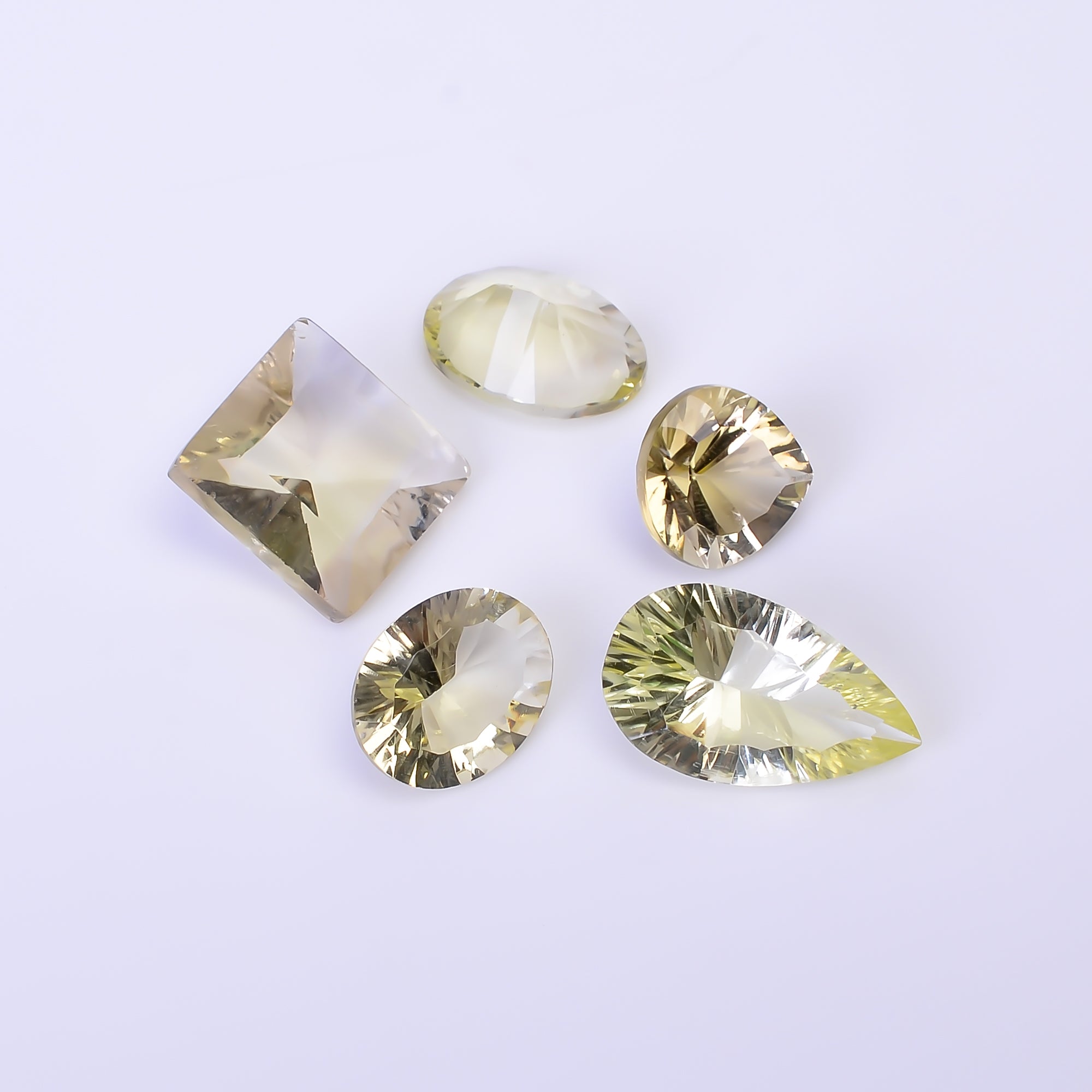 Natural Lemon Quartz Mix Shape Cut Stone Loose Gemstone 5 Pcs Lot For Making Jewelry 34.5 Ct. 11X11 19X11 mm Y-10446