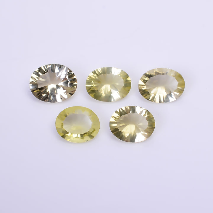 Natural Lemon Quartz Oval Shape Cut Stone Loose Gemstone 5 Pcs Lot For Making Jewelry 17.5 Ct. 11X9 12X10 mm Y-10448