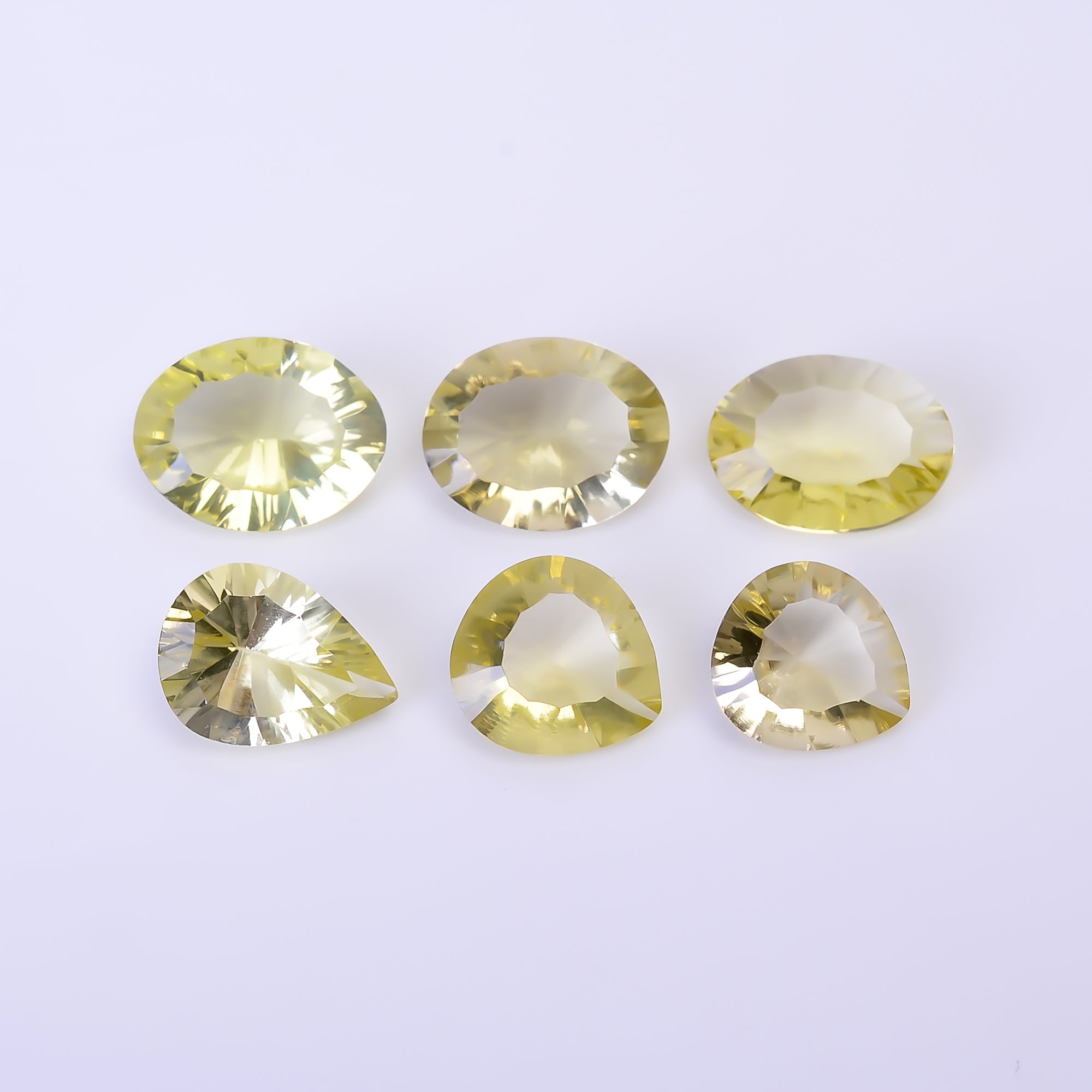 Natural Lemon Quartz Mix Shape Cut Stone Loose Gemstone 6 Pcs Lot For Making Jewelry 24.5 Ct. 11X10 14X11 mm Y-10449