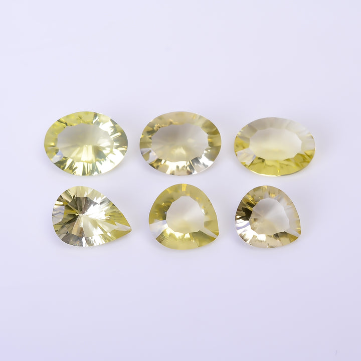 Natural Lemon Quartz Mix Shape Cut Stone Loose Gemstone 6 Pcs Lot For Making Jewelry 24.5 Ct. 11X10 14X11 mm Y-10449