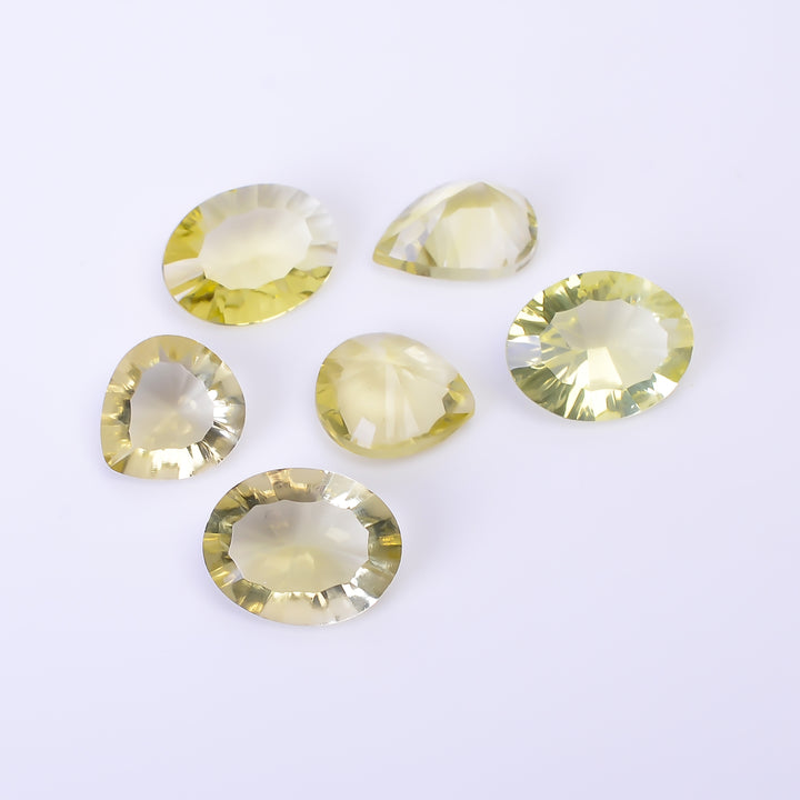 Natural Lemon Quartz Mix Shape Cut Stone Loose Gemstone 6 Pcs Lot For Making Jewelry 24.5 Ct. 11X10 14X11 mm Y-10449