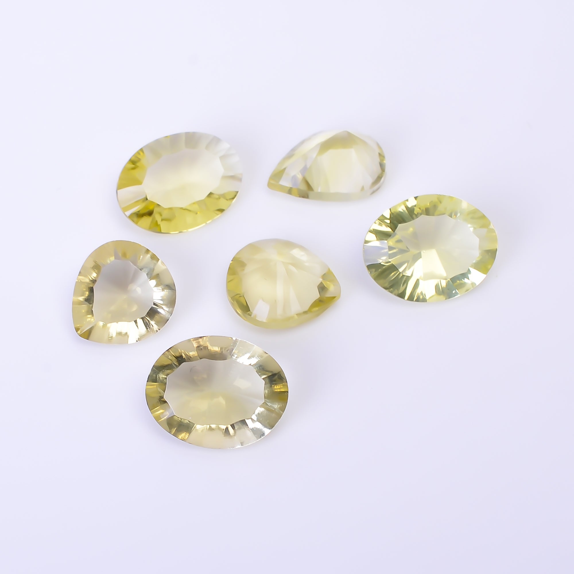 Natural Lemon Quartz Mix Shape Cut Stone Loose Gemstone 6 Pcs Lot For Making Jewelry 24.5 Ct. 11X10 14X11 mm Y-10449