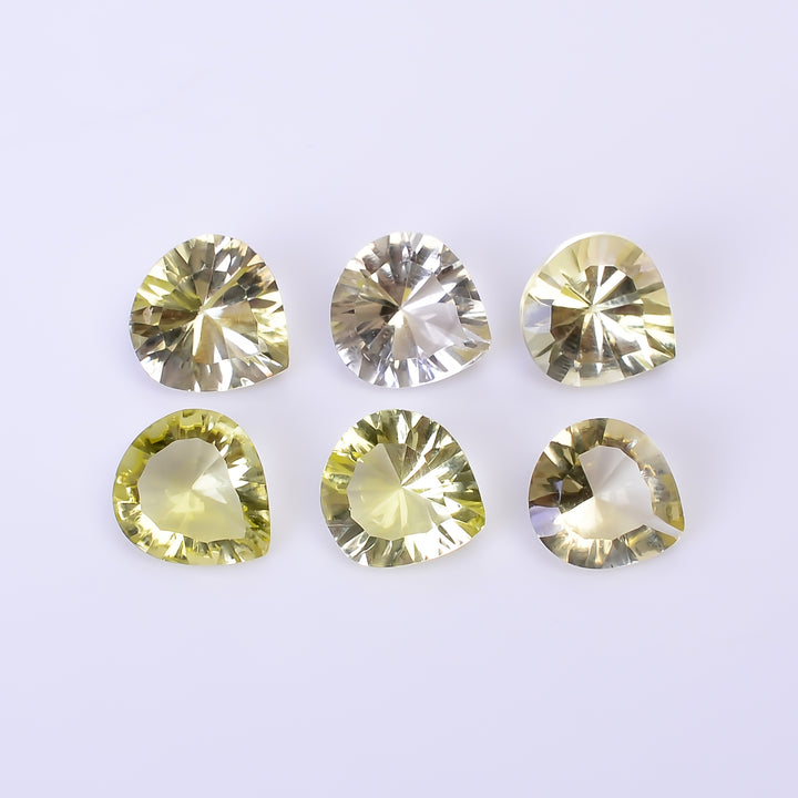 Natural Lemon Quartz Heart Shape Cut Stone Loose Gemstone 6 Pcs Lot For Making Jewelry 14 Ct. 9X8 9X9 mm Y-10451