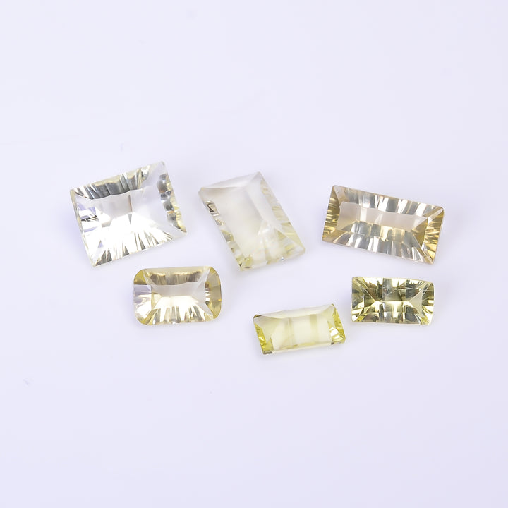Natural Lemon Quartz Radiant Shape Cut Stone Loose Gemstone 6 Pcs Lot For Making Jewelry 18 Ct. 9X5 13X8 mm Y-10452