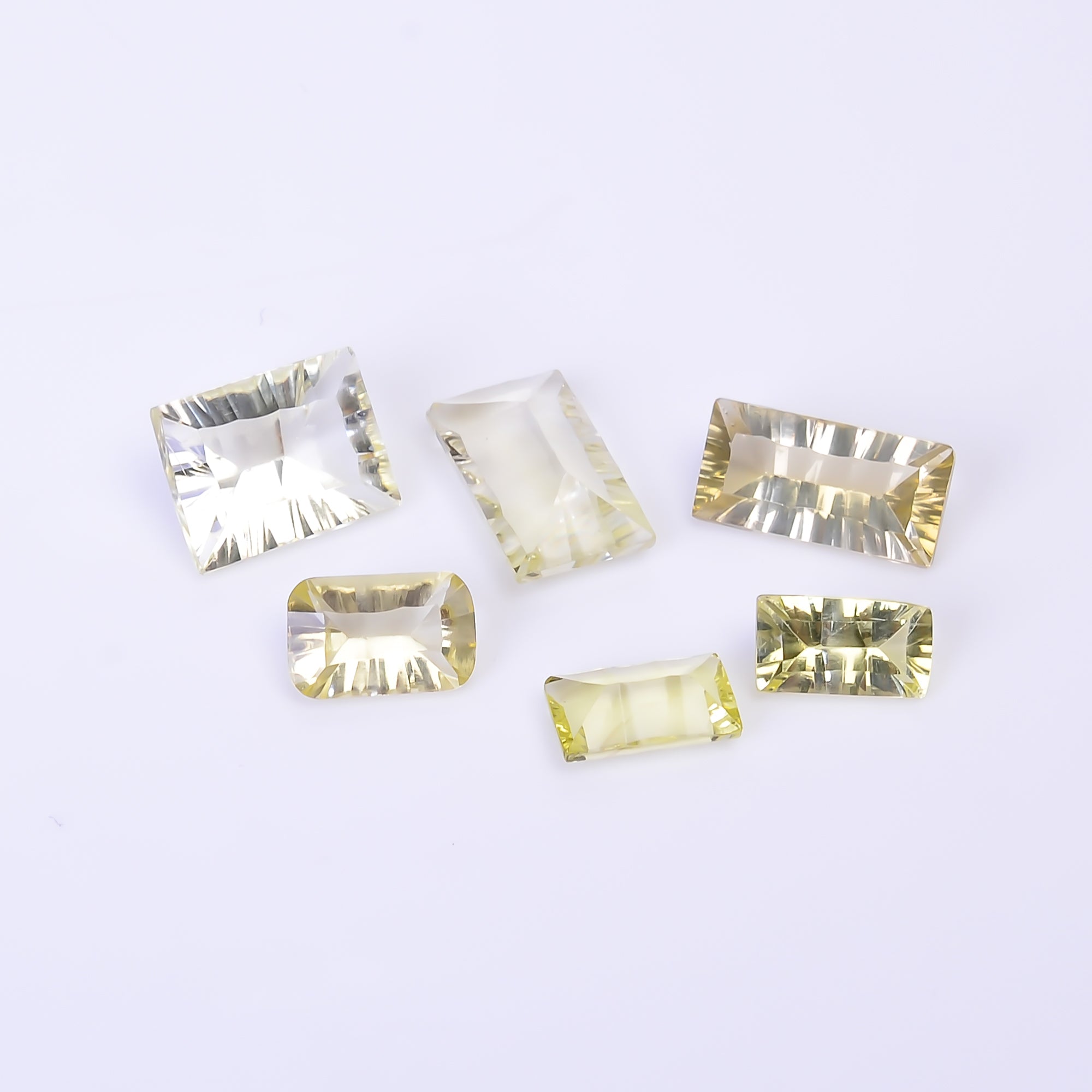 Natural Lemon Quartz Radiant Shape Cut Stone Loose Gemstone 6 Pcs Lot For Making Jewelry 18 Ct. 9X5 13X8 mm Y-10452