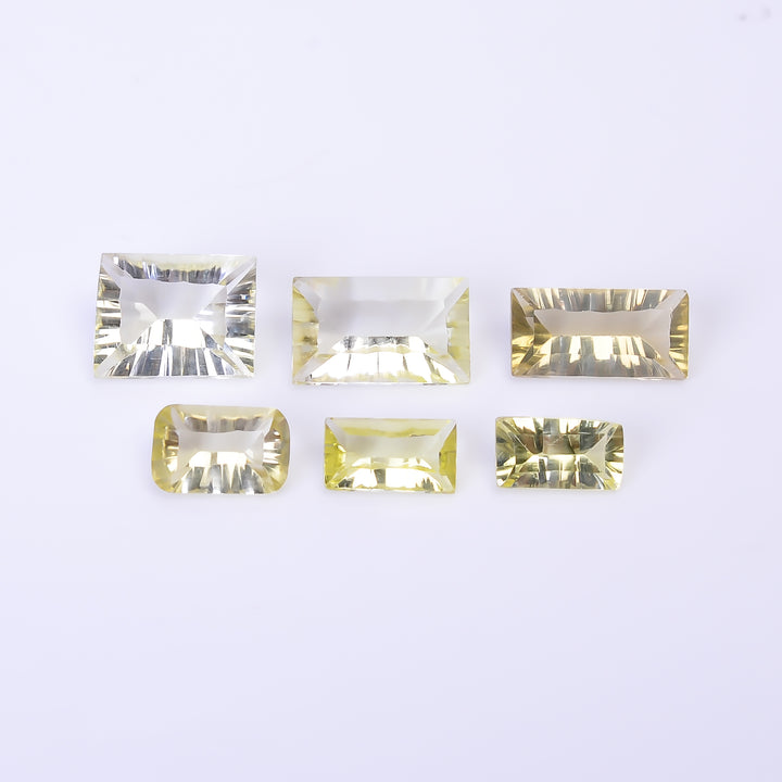 Natural Lemon Quartz Radiant Shape Cut Stone Loose Gemstone 6 Pcs Lot For Making Jewelry 18 Ct. 9X5 13X8 mm Y-10452