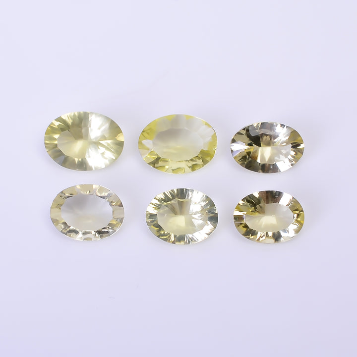 Natural Lemon Quartz Oval Shape Cut Stone Loose Gemstone 6 Pcs Lot For Making Jewelry 12 Ct. 9X6 10X8 mm Y-10453