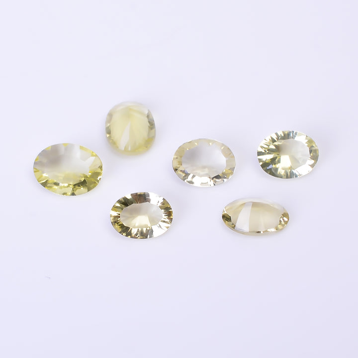 Natural Lemon Quartz Oval Shape Cut Stone Loose Gemstone 6 Pcs Lot For Making Jewelry 12 Ct. 9X6 10X8 mm Y-10453