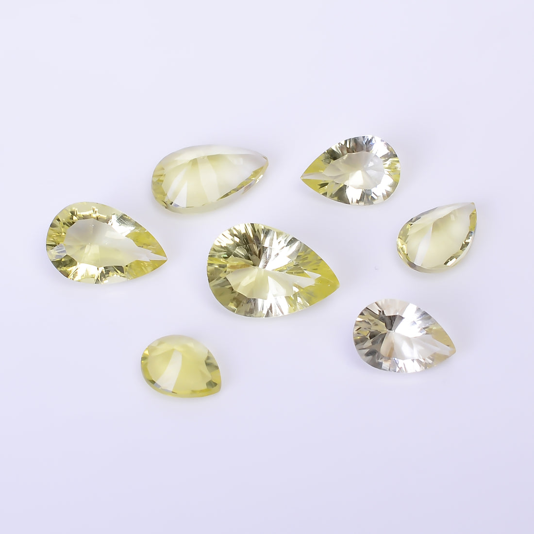 Natural Lemon Quartz Pear Shape Cut Stone Loose Gemstone 7 Pcs Lot For Making Jewelry 14.5 Ct. 8X6 12X9 mm Y-10454
