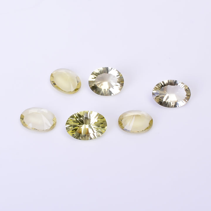 Natural Lemon Quartz Oval Shape Cut Stone Loose Gemstone 6 Pcs Lot For Making Jewelry 14 Ct. 10X8 11X8 mm Y-10455