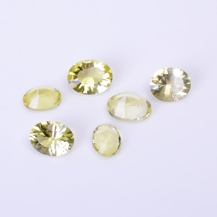 Natural Lemon Quartz Oval Shape Cut Stone Loose Gemstone 6 Pcs Lot For Making Jewelry 12 Ct. 8X6 10X8 mm Y-10456