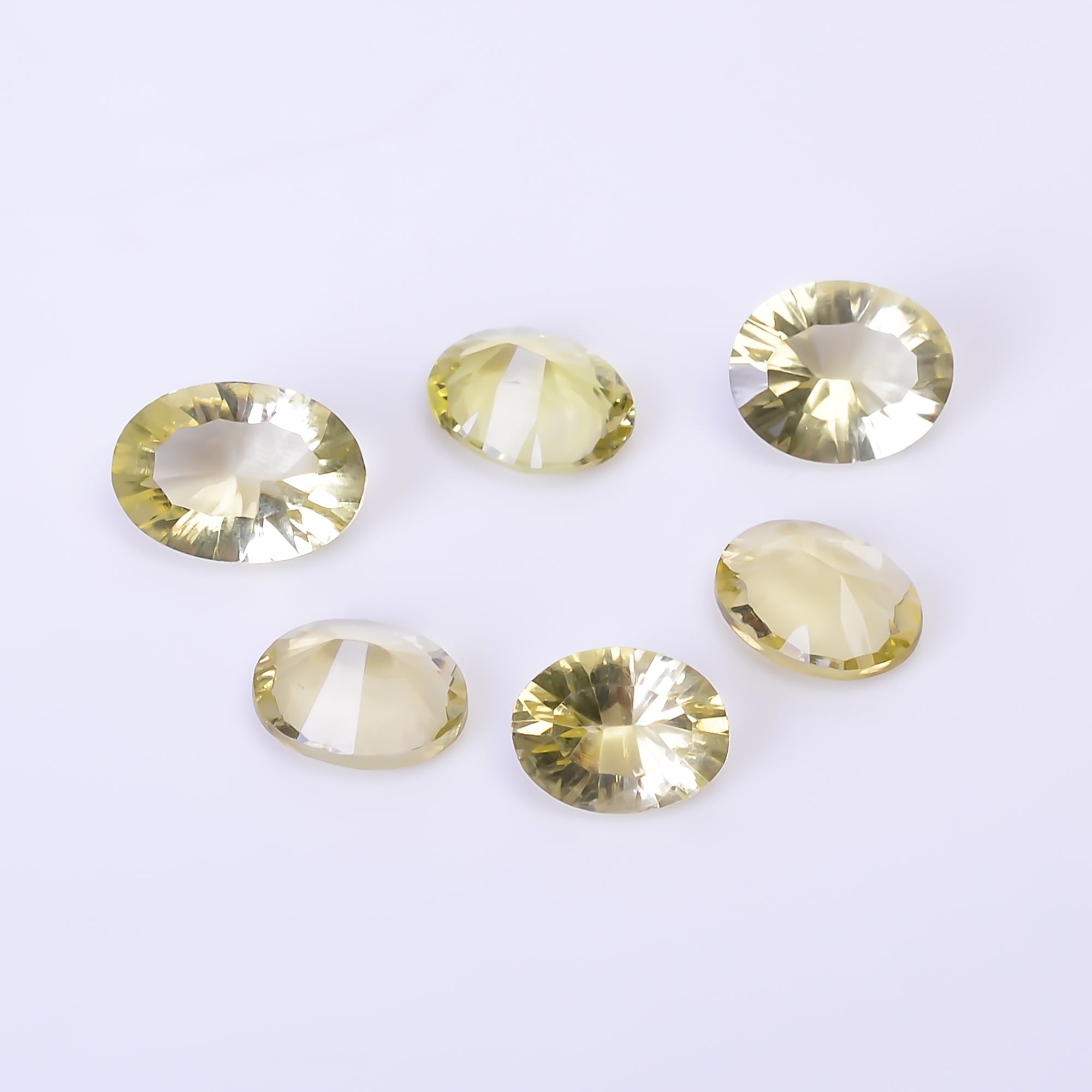 Natural Lemon Quartz Oval Shape Cut Stone Loose Gemstone 6 Pcs Lot For Making Jewelry 16 Ct. 9X7 12X8 mm Y-10457