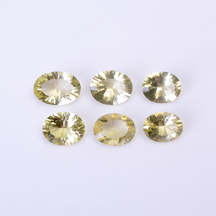 Natural Lemon Quartz Oval Shape Cut Stone Loose Gemstone 6 Pcs Lot For Making Jewelry 16 Ct. 9X7 12X8 mm Y-10457