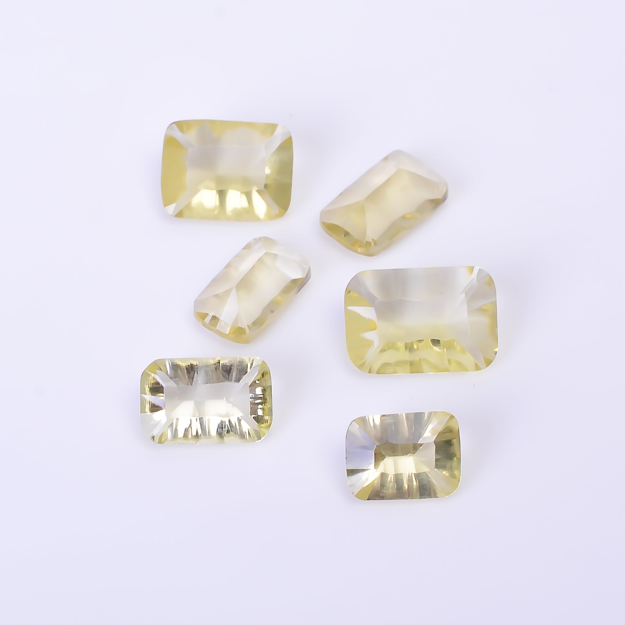 Natural Lemon Quartz Radiant Shape Cut Stone Loose Gemstone 6 Pcs Lot For Making Jewelry 15 Ct. 9X6 12X9 mm Y-10458