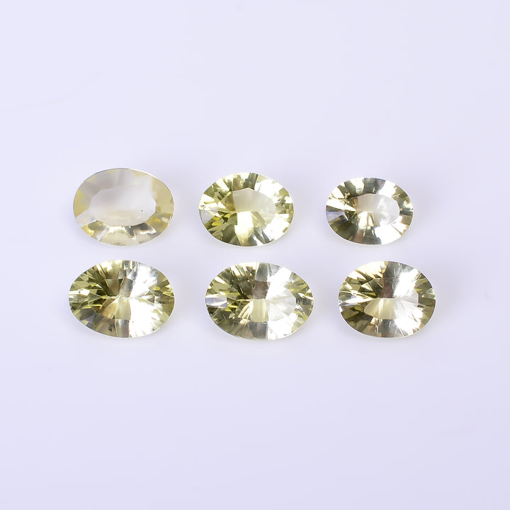 Natural Lemon Quartz Oval Shape Cut Stone Loose Gemstone 6 Pcs Lot For Making Jewelry 8.5 Ct. 7X6 9X6 mm Y-10459