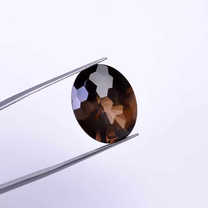 Natural Smoky Quartz Oval Shape Faceted Loose Gemstone For Making Jewelry 19 Ct. 21X16X11 mm Y-10460