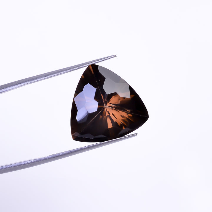 Natural Smoky Quartz Trillion Shape Faceted Loose Gemstone For Making Jewelry 15.5 Ct. 17X17X11 mm Y-10473