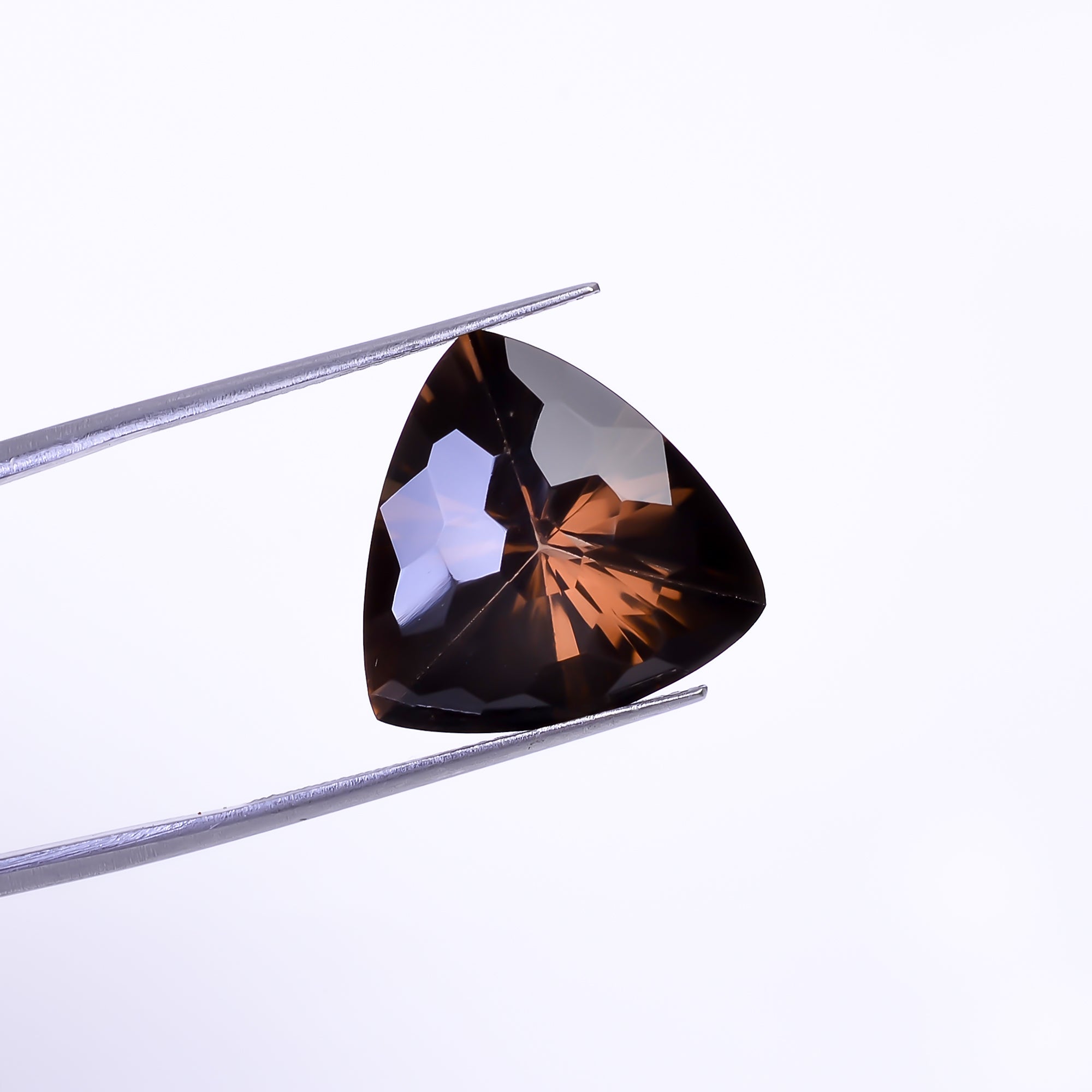 Natural Smoky Quartz Trillion Shape Faceted Loose Gemstone For Making Jewelry 15.5 Ct. 17X17X11 mm Y-10473
