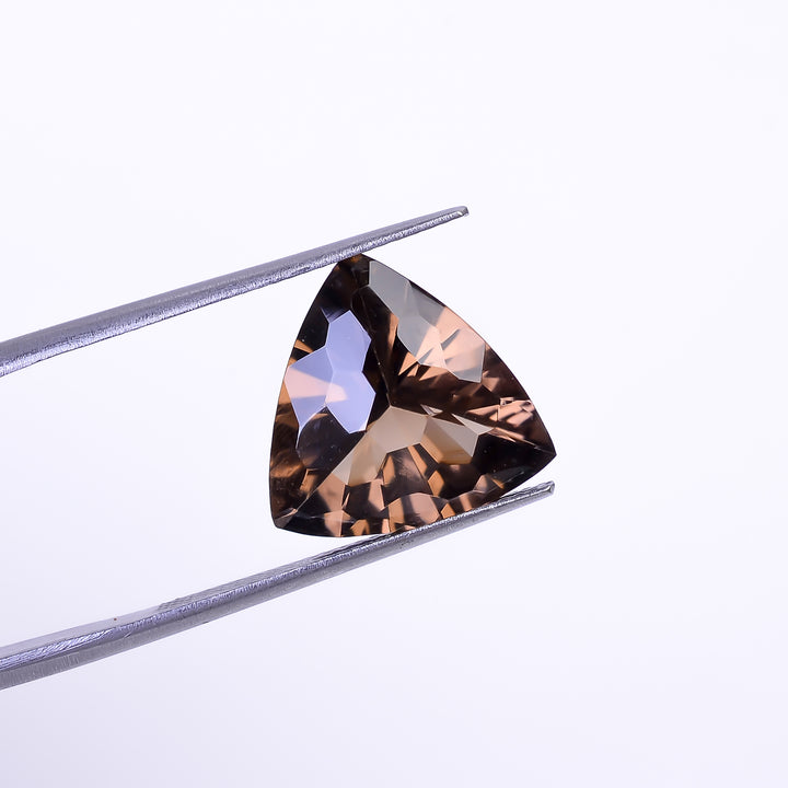 Natural Smoky Quartz Trillion Shape Faceted Loose Gemstone For Making Jewelry 7.5 Ct. 14X14X8 mm Y-10477