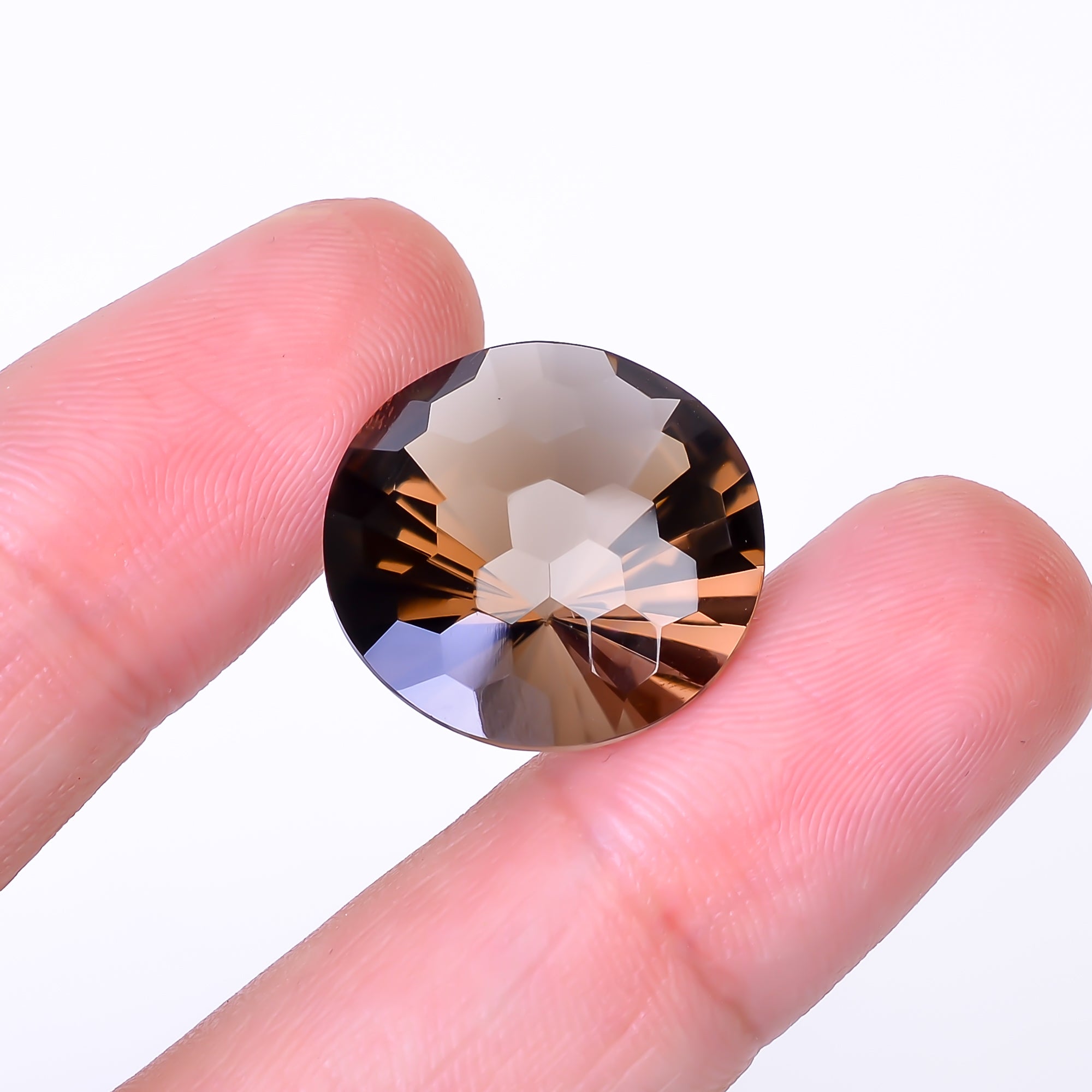 Natural Smoky Quartz Round Shape Faceted Loose Gemstone For Making Jewelry 19 Ct. 18X18X11 mm Y-10480