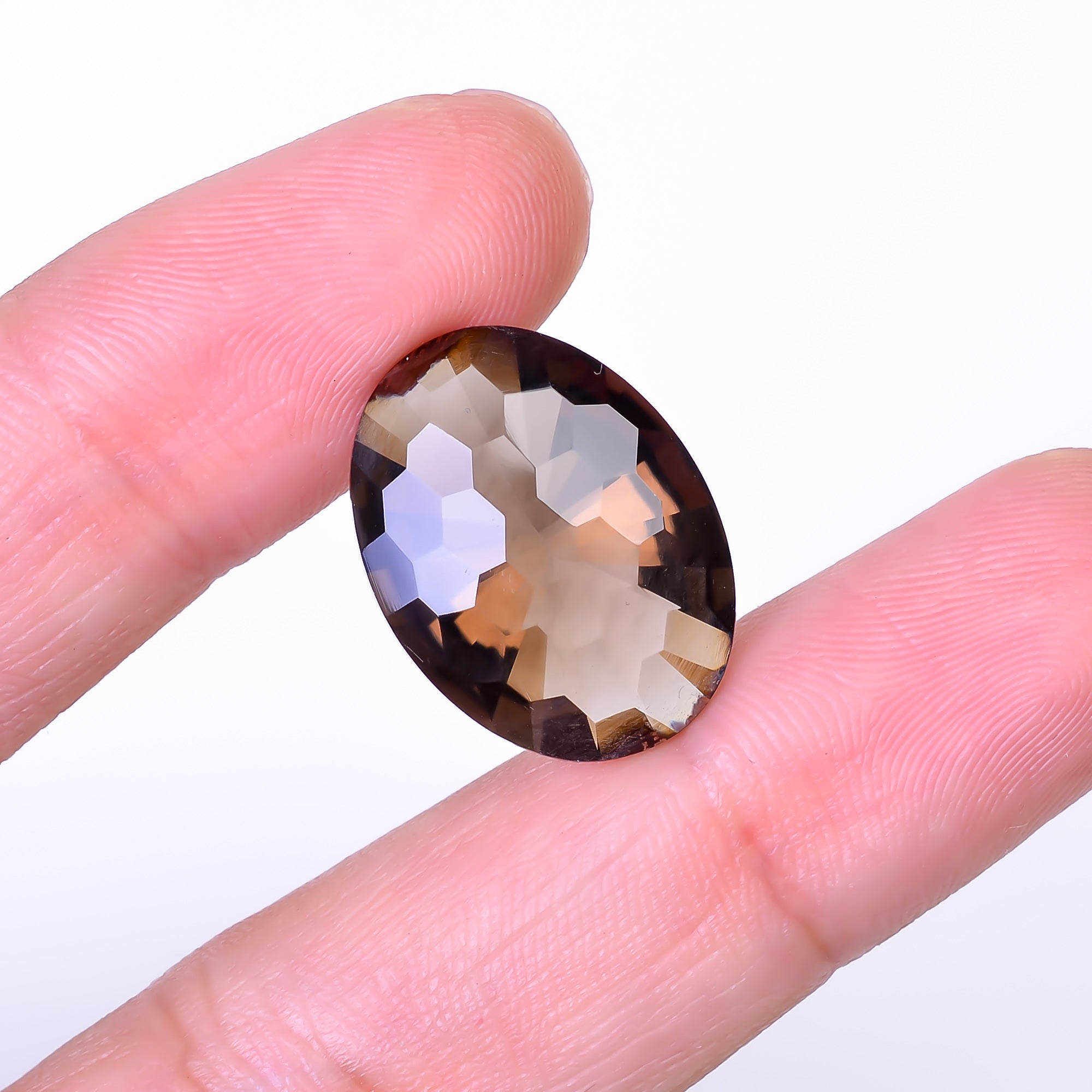 Natural Smoky Quartz Oval Shape Faceted Loose Gemstone For Making Jewelry 14 Ct. 20X15X9 mm Y-10481