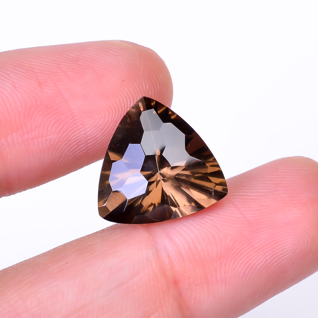 Natural Smoky Quartz Trillion Shape Faceted Loose Gemstone For Making Jewelry 8.5 Ct. 14X14X9 mm Y-10488