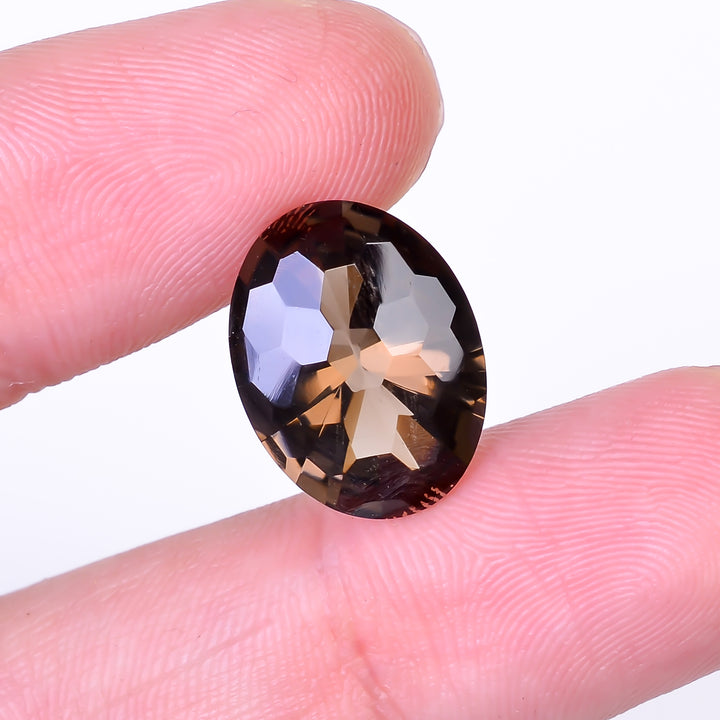 Natural Smoky Quartz Oval Shape Faceted Loose Gemstone For Making Jewelry 7 Ct. 15X12X7 mm Y-10490