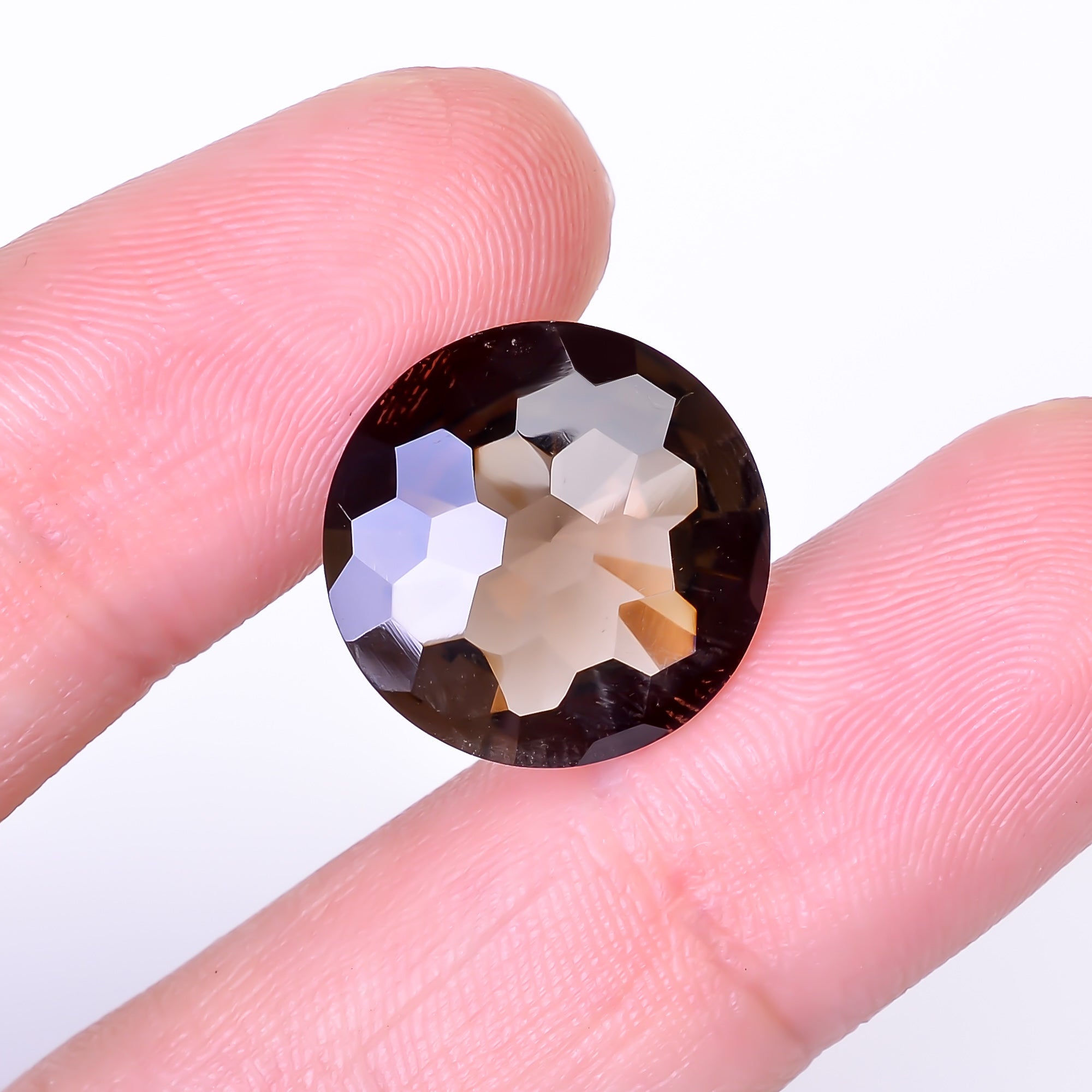 Natural Smoky Quartz Round Shape Faceted Loose Gemstone For Making Jewelry 10 Ct. 16X16X8 mm Y-10495